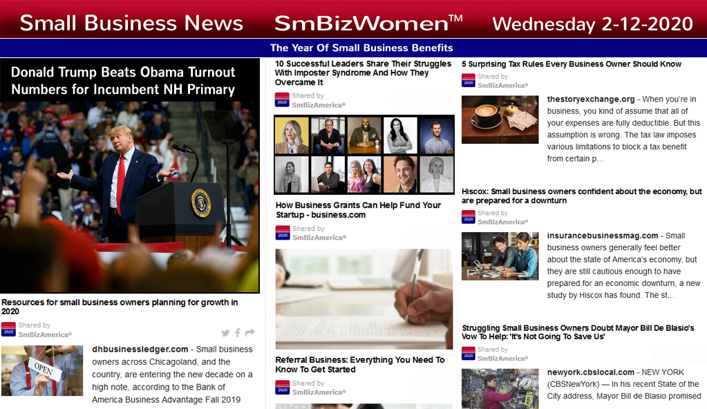 Small Business News 2-12-2020 @SmBizWomen